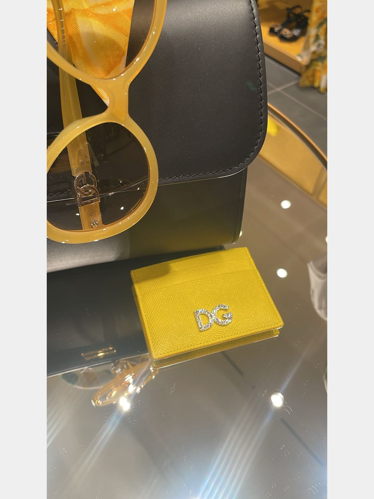 Dolce & Gabbana Cardholder Damskie Lemon Yellow 100% CalfDolce & Gabbana