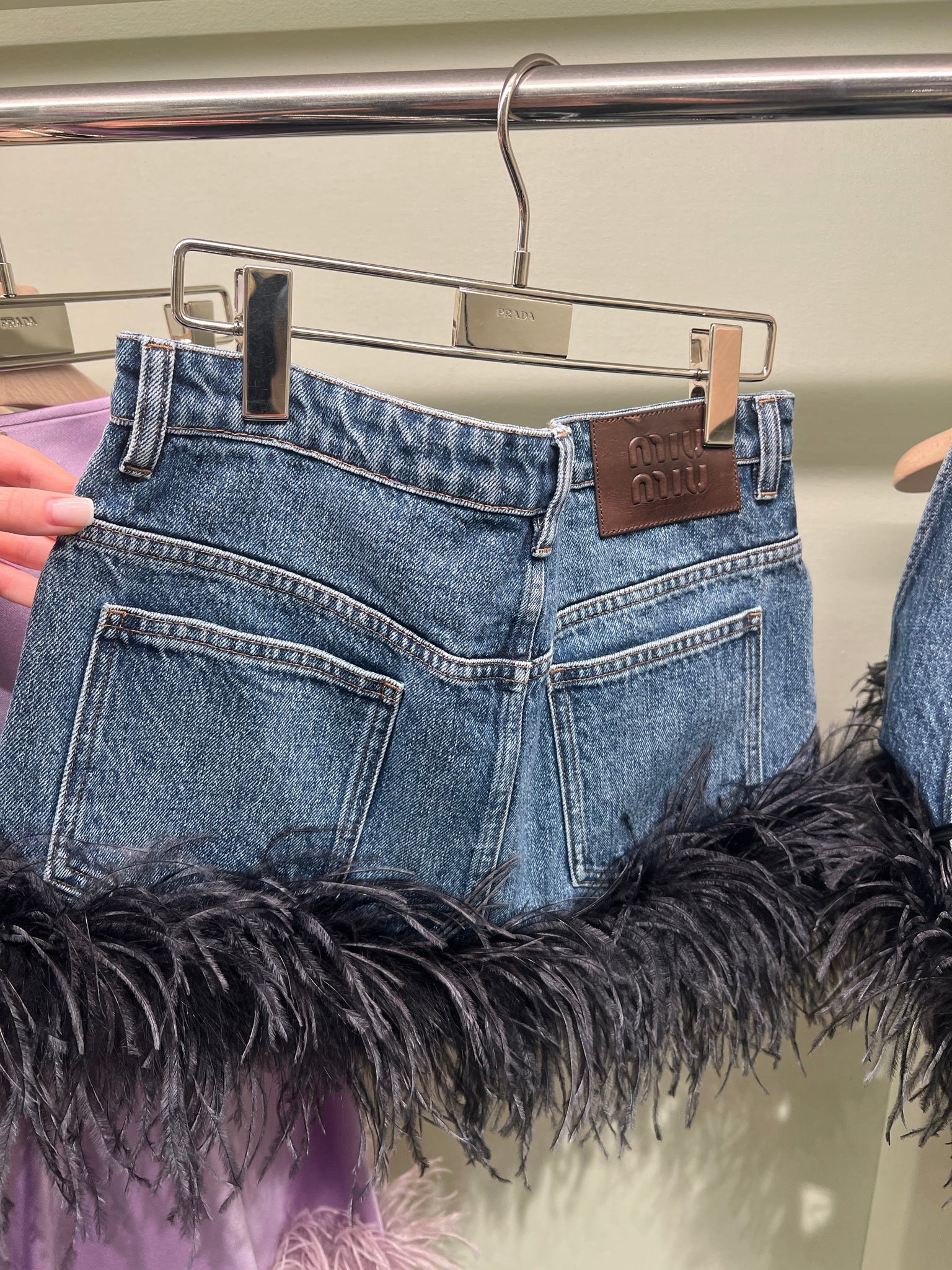 Miu Miu Blue/black Denim Miniskirt |Miu Miu