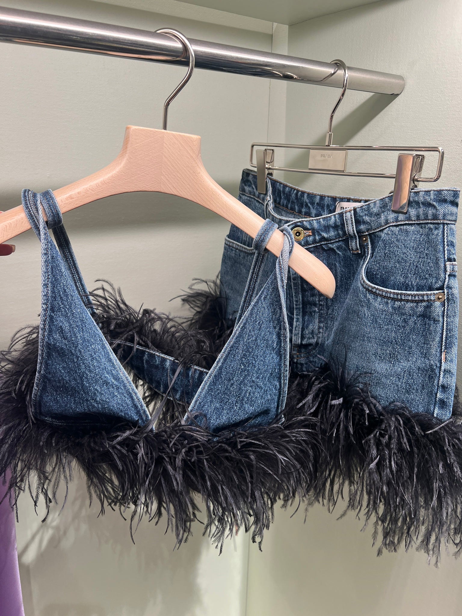 Miu Miu Blue/black Denim Miniskirt |Miu Miu