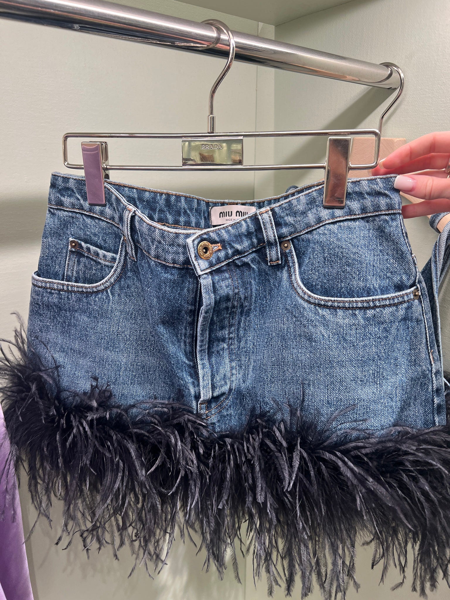 Miu Miu Blue/black Denim Miniskirt |Miu Miu