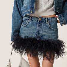 Miu Miu Blue/black Denim Miniskirt |Miu Miu