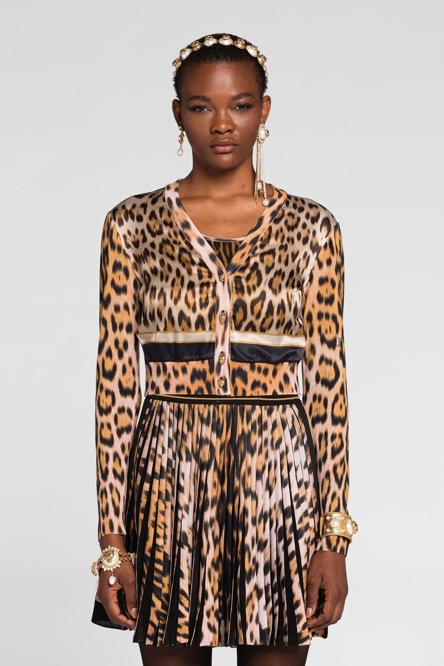 Roberto Cavalli Leopard - print cropped cardiganRoberto Cavalli