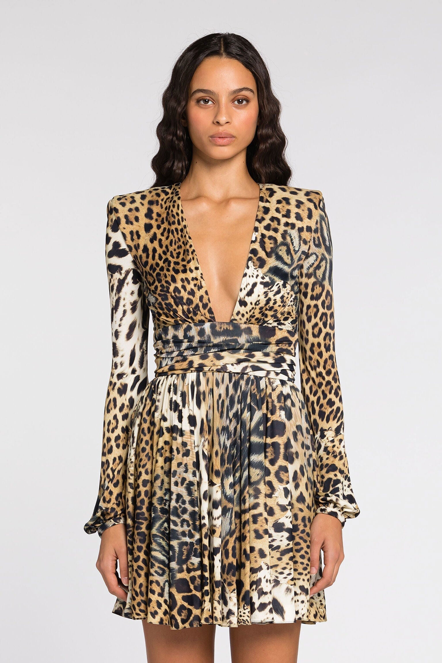 Roberto Cavalli Leopard - print long - sleeve midi dressRoberto Cavalli