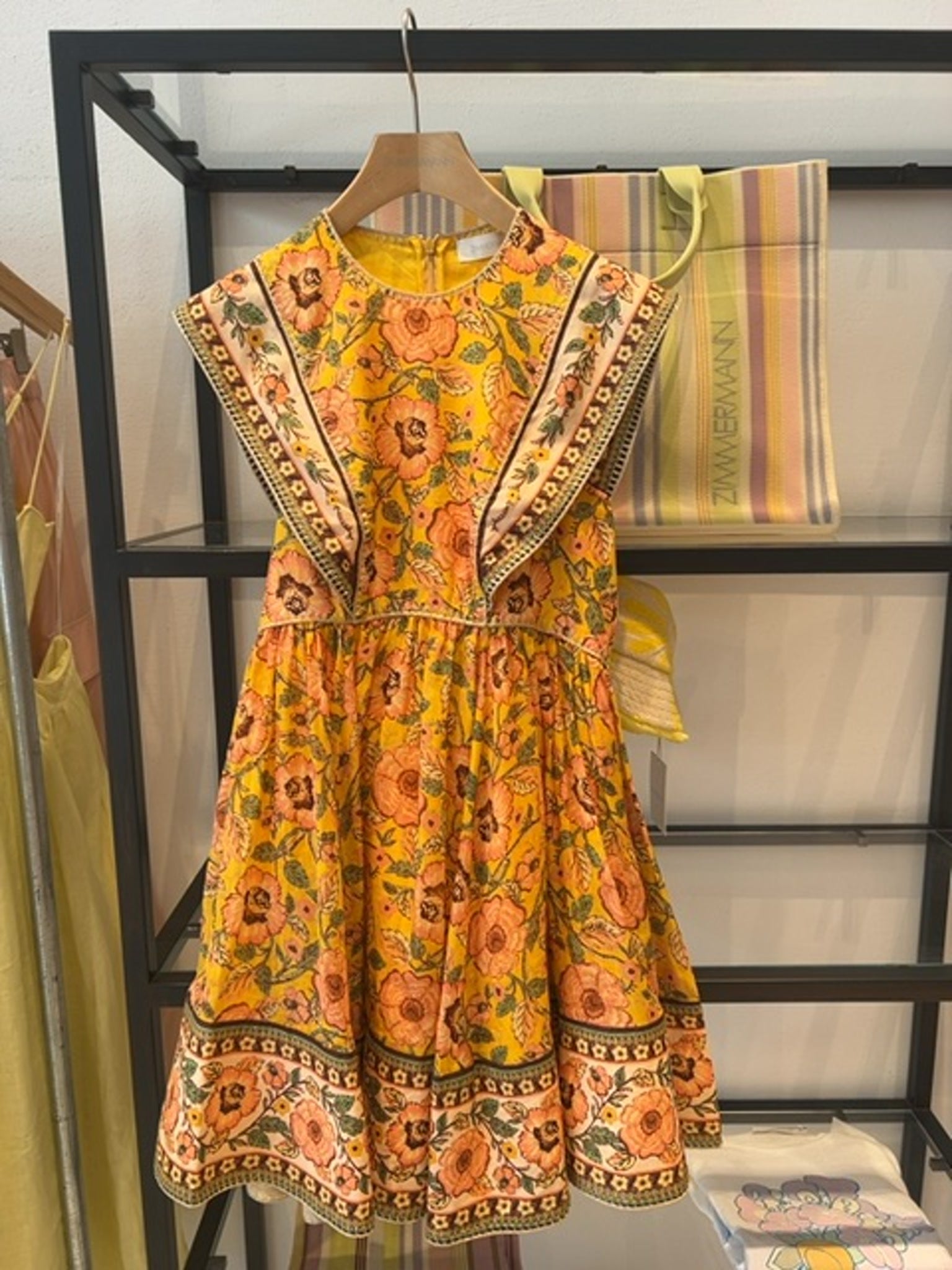 ZIMMERMANN Damska Sukienka Mini Yellow/Pink Floral Junie Spliced Mini Dress 8262DRS243Zimmermann
